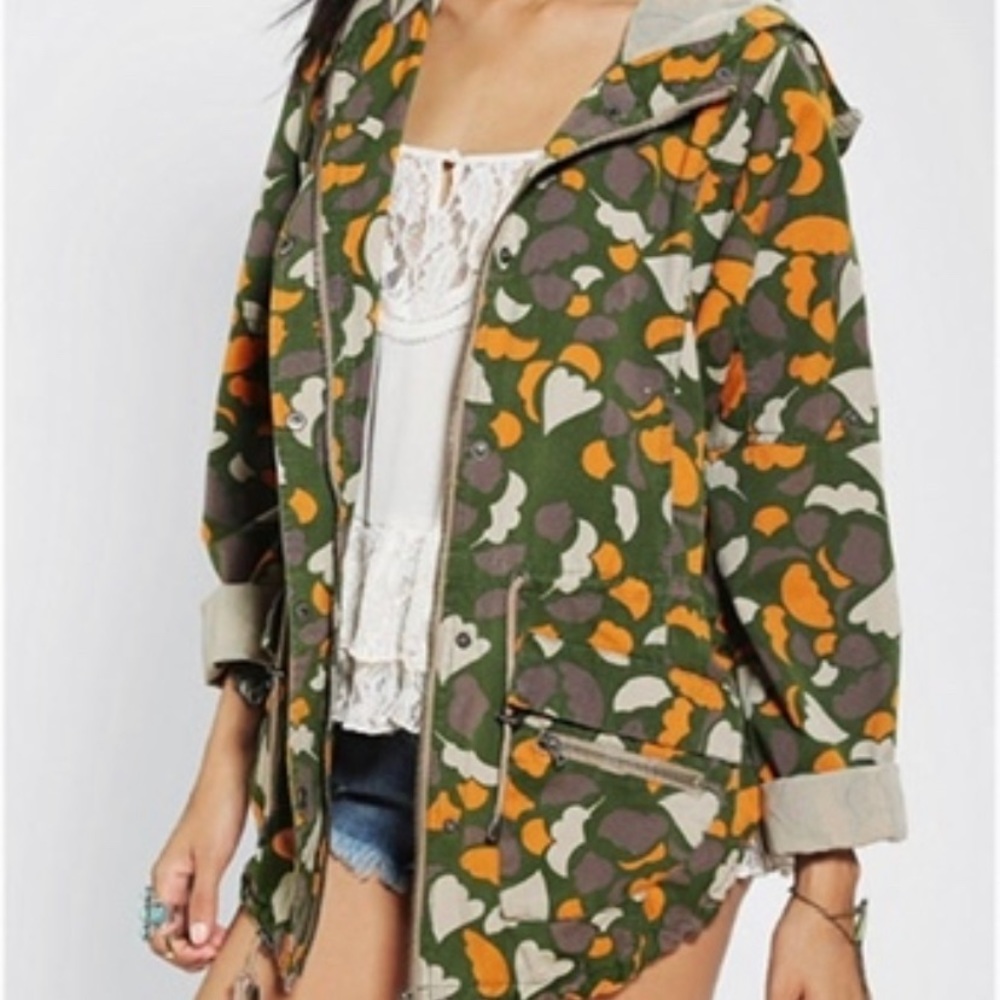 Numph Anthropologie camo canvas jacket Medium
